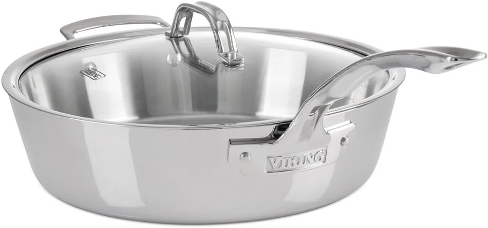 Contemporary 3-Ply Mirror Stainless Steel 4.8Qt. Saute Pan