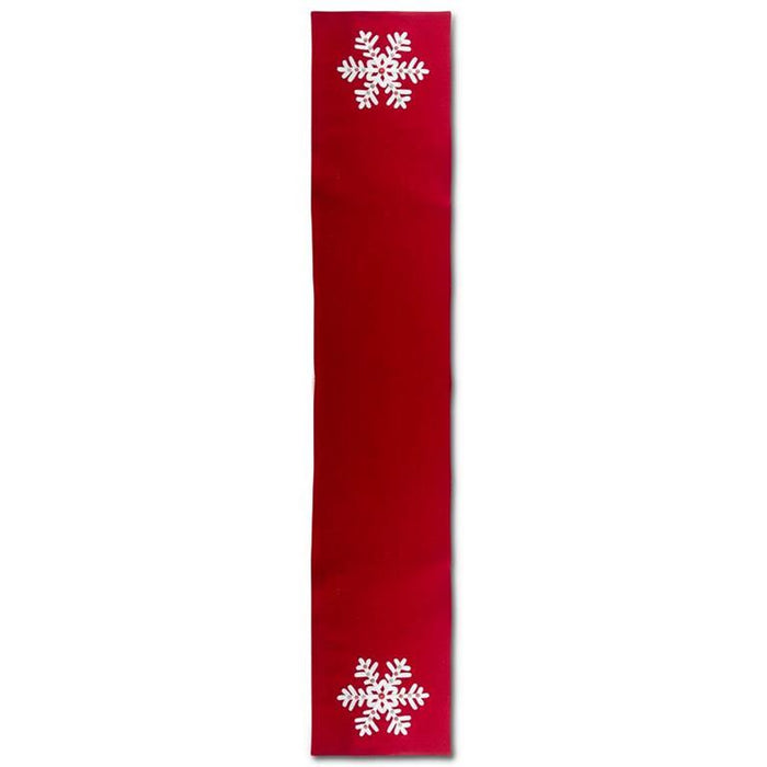 Red Table Runner w/White Snowflake