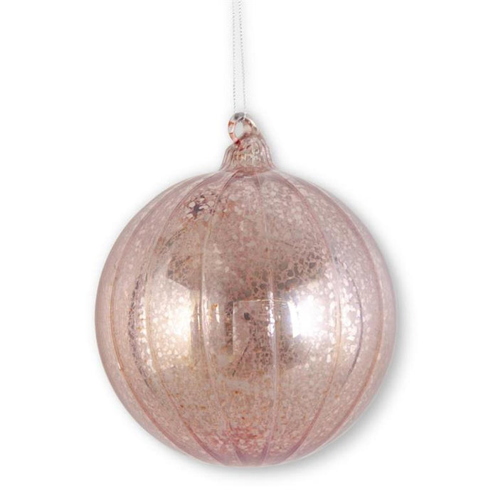 Light Pink Ribbed Glass Ornament
