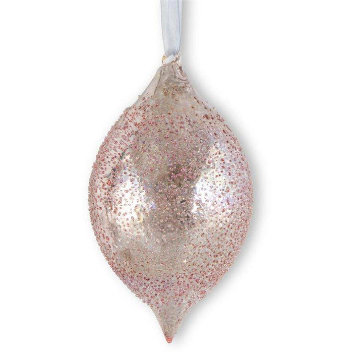 Light Pink Textured Glass Teardrop Ornament