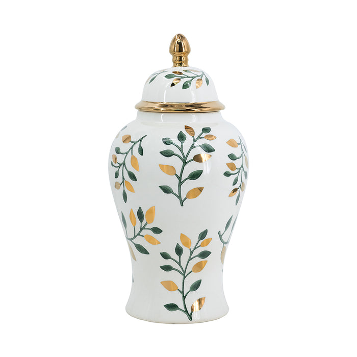 Ceramic Ginger Jar w/Floral Motifs