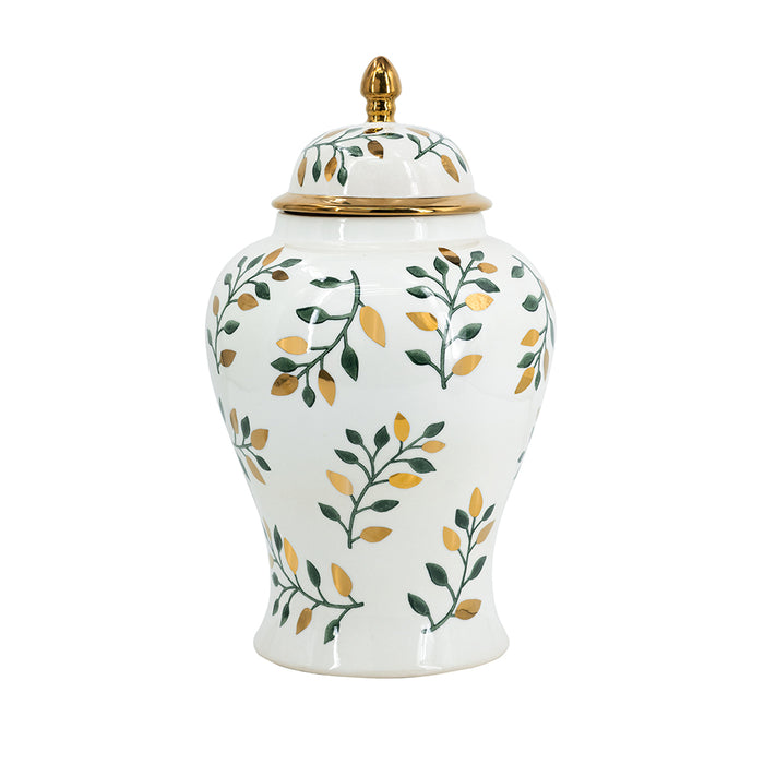 Ceramic Ginger Jar w/Floral Motifs