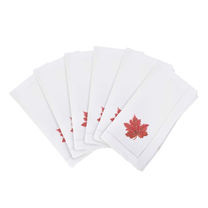 Autumn Leaf Hemstitched Napkins Set