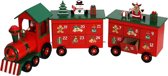 Christmas Advent Calendar Train w/Drawers