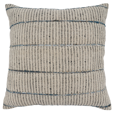 Stripe Block Print Poly Filled Pillow - Blue