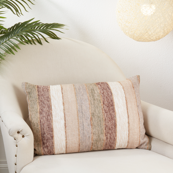 Striped Natural Oblong Poly Filled Pillow
