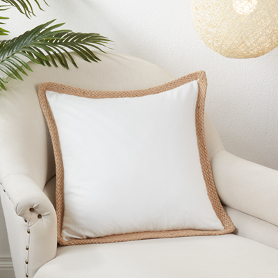 Jute Braided Down Filled Pillow - White