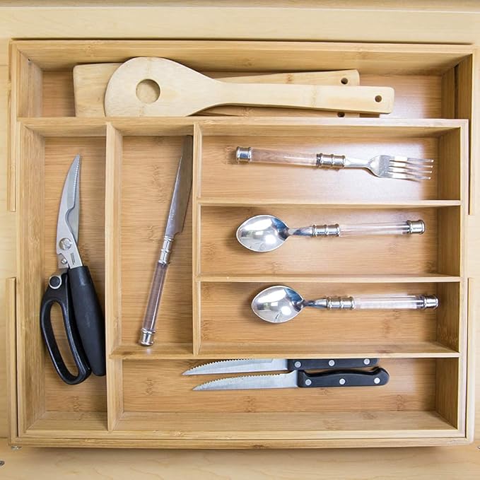 Bamboo Expandable Cutlery Tray