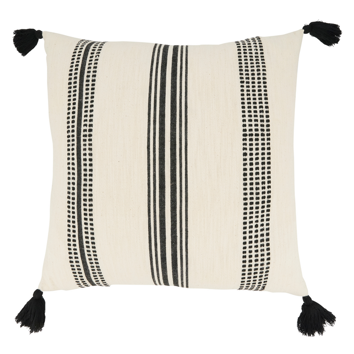 Striped Black Down Square Pillow