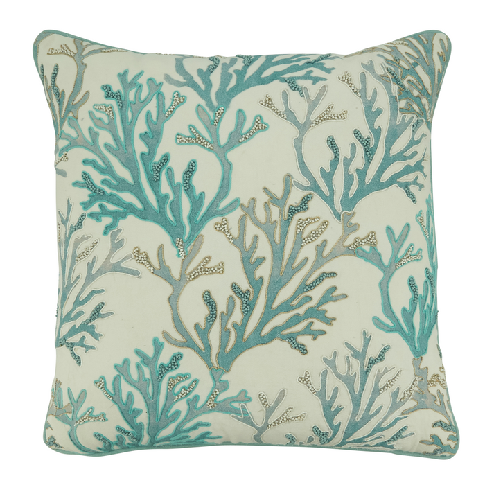 Coral Aqua Poly Pillow