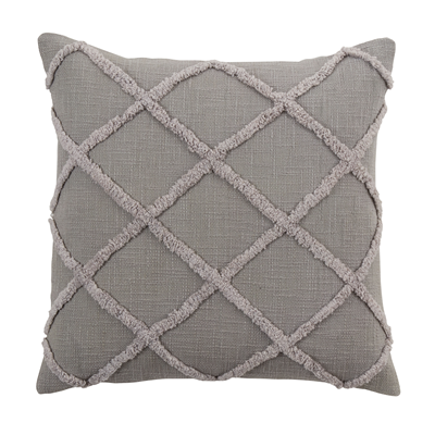 Diamond Tufted Poly Filled Pillow - Grey