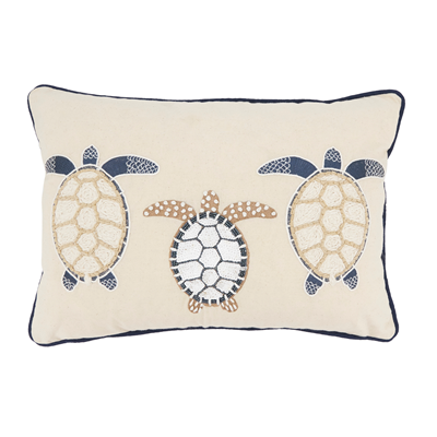 Turtles Poly Filled Pillow - Ivory