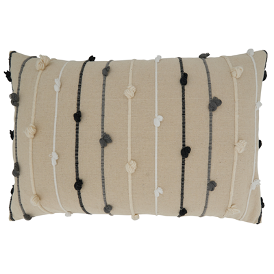 Knotted Poly Filled Pillow - Black & White