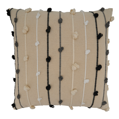 Knotted Poly Filled Pillow - Black & White