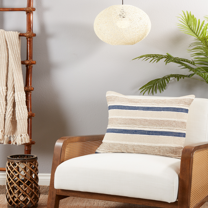 Stripe Navy Blue Poly Pillow