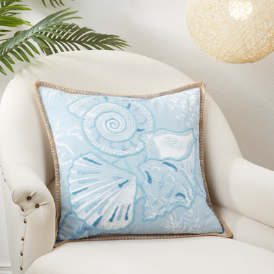Blue Nautical Print Poly Filled Pillow