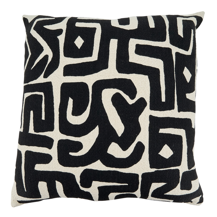 Kuba Cloth Black & White Poly Pillow