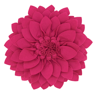 Felt Flower Poly Filled Pillow - Fuchsia