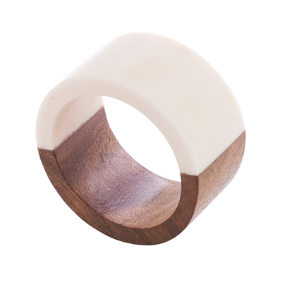 Wood & Resin White Napkin Rings