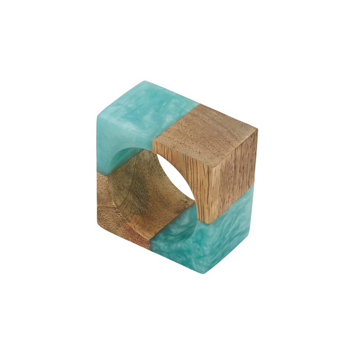 Wood & Resin Aqua Napkin Rings