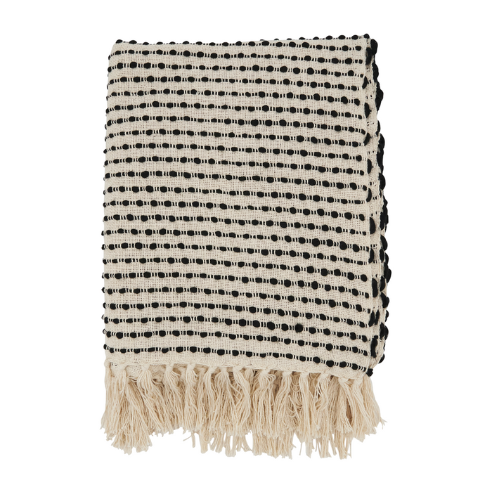 Striped Woven Black Throw