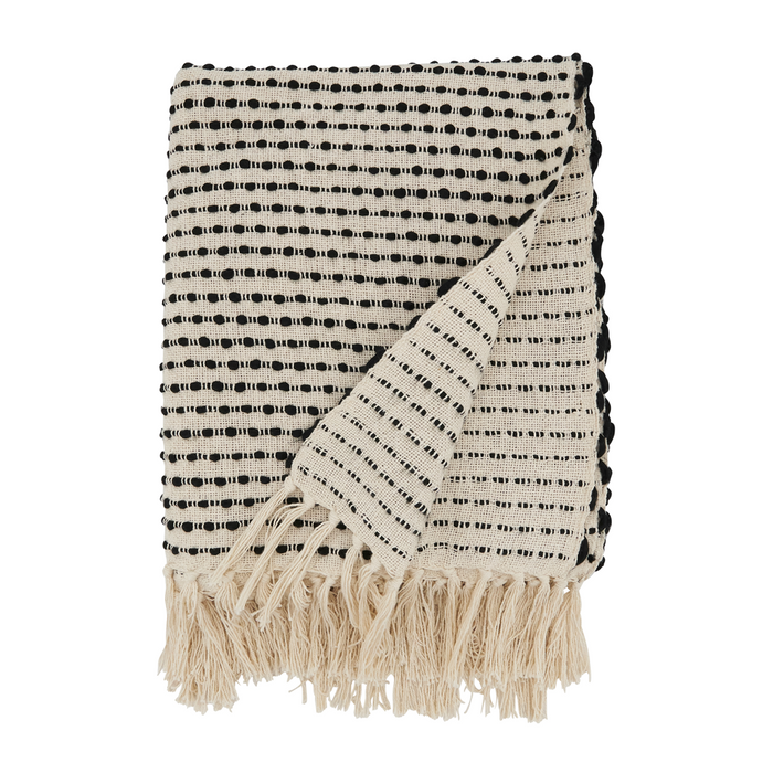 Striped Woven Black Throw