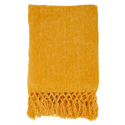 Knotted Chenille Throw - Mustard