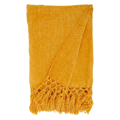 Knotted Chenille Throw - Mustard