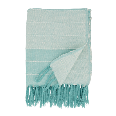 Corded Stripe Throw - Aqua