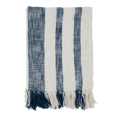 Navy Blue Striped Throw