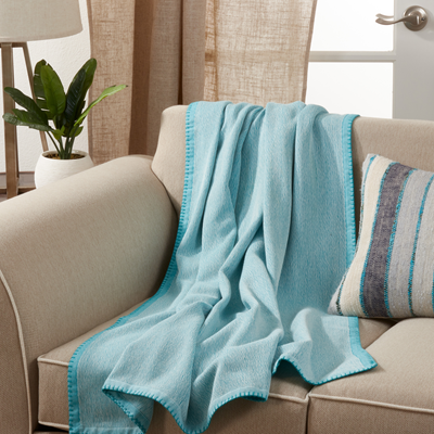 Aqua Whipped Stitched Throw