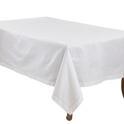 Hemstitched Border Tablecloth - White