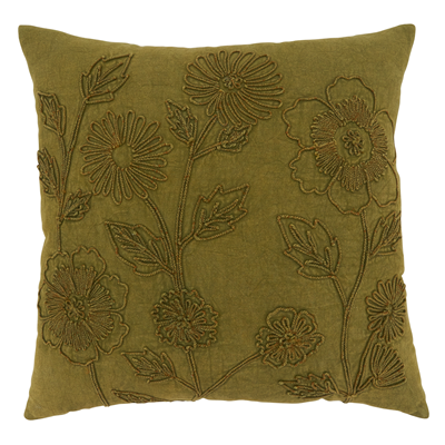 Stone Floral Poly Filled Pillow - Green