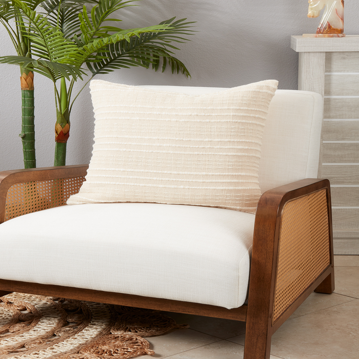 Striped Woven Poly Natural Pillow