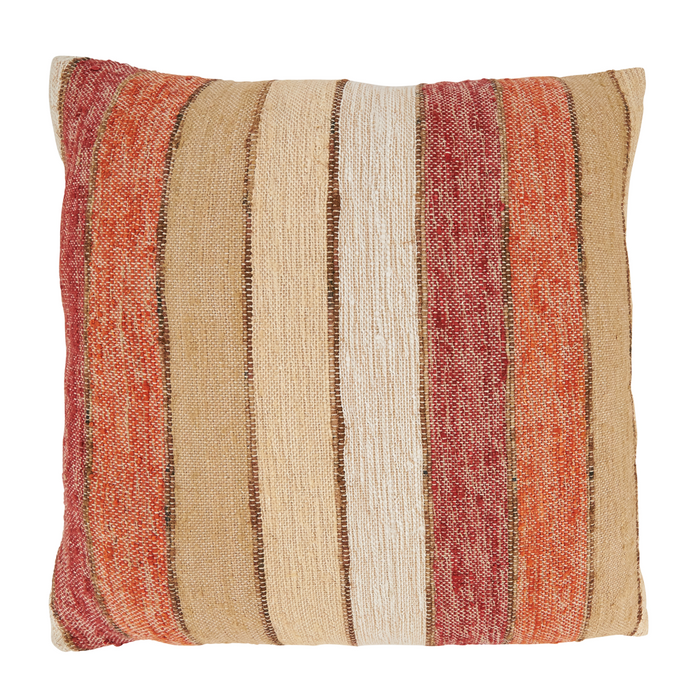 Striped Orange Square Poly Pillow