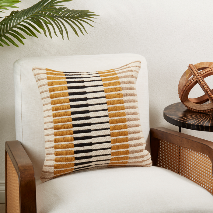 Mustard Geometric Stripe Pillow