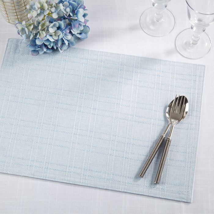 Stitched Plaid Aqua Placemats
