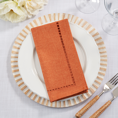 Laser-Cut Hemstitch Napkins - Rust