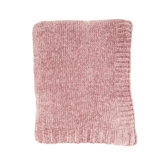 Knitted Chenille Pink Throw