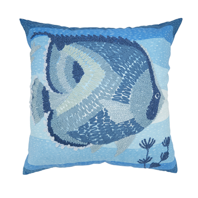 Embroidered Fish Pillow - Outdoor