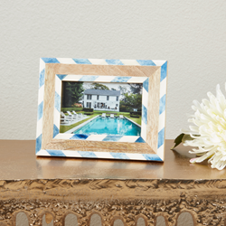 Chevron Bone + Wood Photo Frame
