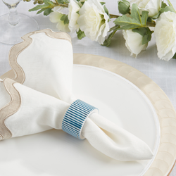 Blue Ribbed  Resin Napkin Ring