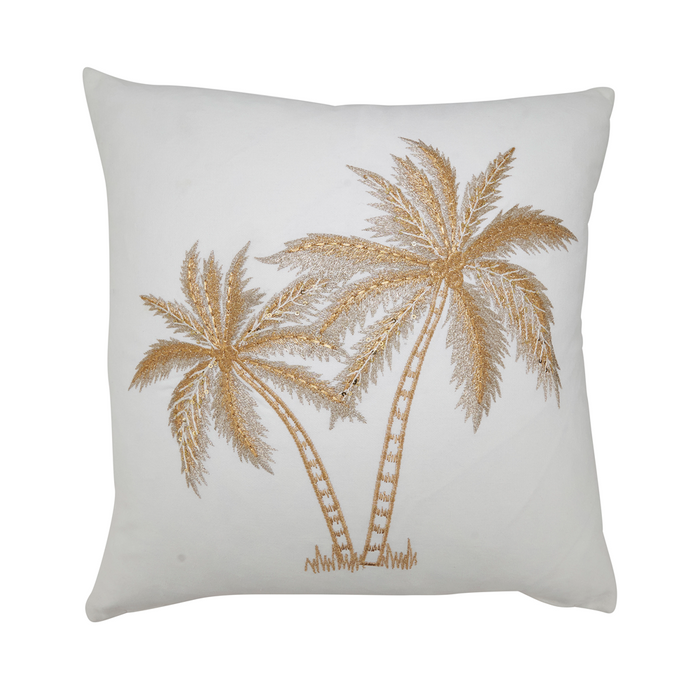 Palm Trees Gold Square Poly Pillow
