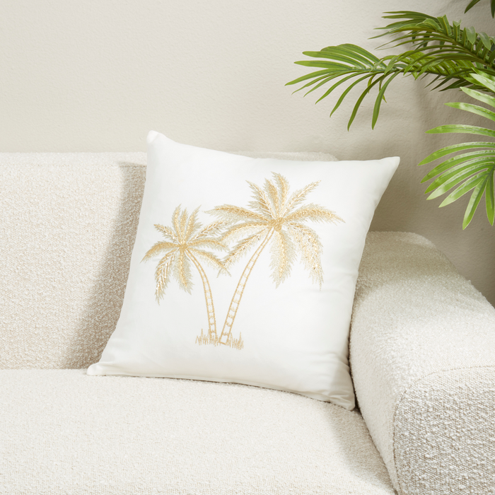 Palm Trees Gold Square Poly Pillow