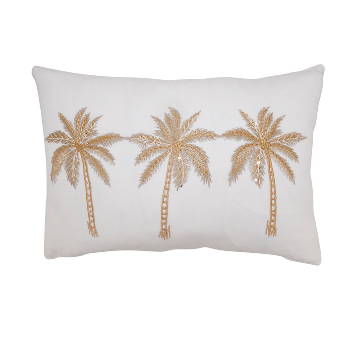 Palm Trees Gold Oblong Poly Pillow