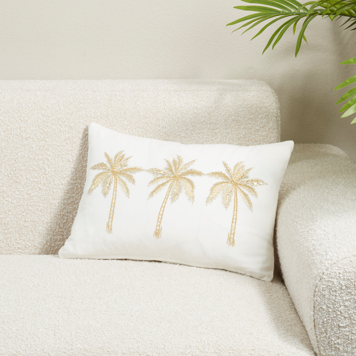 Palm Trees Gold Oblong Poly Pillow