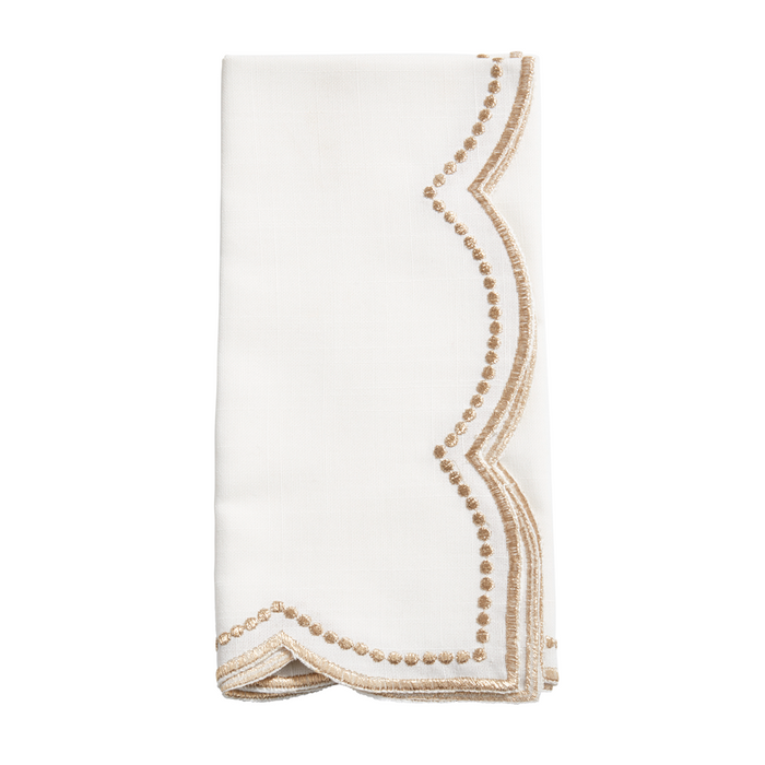 Embroidered Polka Dot Napkins - Gold