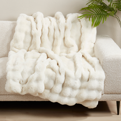 Ivory Bubble Faux Fur Throw