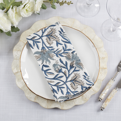 Blue Hand Block Print Napkin - Set of 4