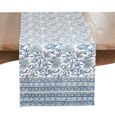 Blue Hand Block Table Runner